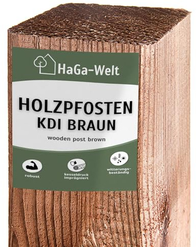 HaGa Holzpfosten 7x7cm | 150cm Höhe | 10 Stück - für Zaunbau - Kiefernholz Kesseldruckimprägniert - Ideal als Gartenzaun oder Hundezaun