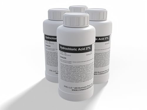 Hydrochloric Acid 37% ACS Reagent Grade 4 x 1000ML - New Tamper-Evident Sealed Bottles