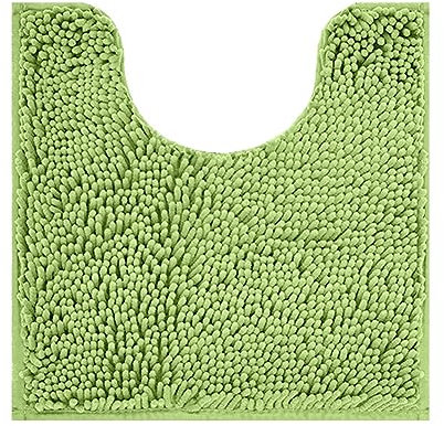 Reyox Chenille Badematte mit WC Ausschnitt, rutschfest Waschbar Badezimmerteppich, Weicher Absorbierende WC Vorleger, Toilettenteppich in U-Form Apfelgrün