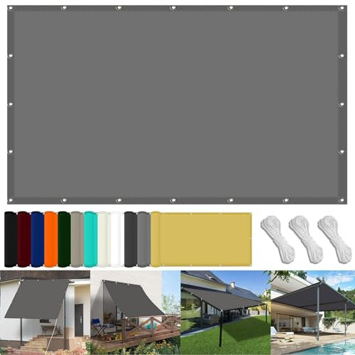 Schattiernetz mit Ösen 160 x 250 cm Wasserdicht Quadratisch Sonnensegel Balkon Uv-Schutz-Polyestergewebe mit Seil Sonnenschutz für Garten Terrasse Und Balkon, Hellgrau