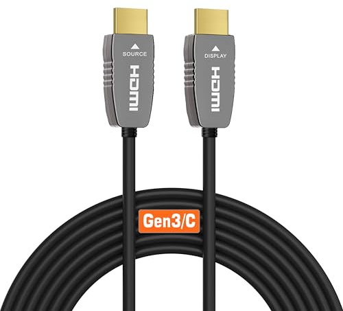 RUIPRO Câble HDMI 2.1 fibre optique, 48Gbps, 8K60, 4K120, HDR, eARC, 10 m | La fibre optique réduit les EMI et pertes de signal face au cuivre, pour un 4K@120Hz stable et la vidéo 8K longue distance