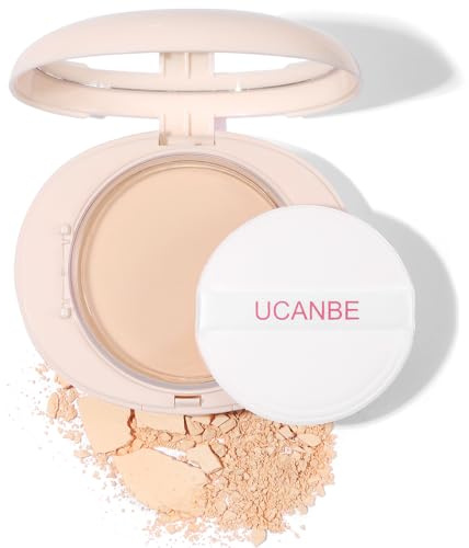 UCANBE 2-in-1 Pressed Face Powder & Foundation Makeup, Matte Oil Control Flawless Setting Powder, Korean Makeup,Waterproof Long Lasting Finishing Powder (Fair)