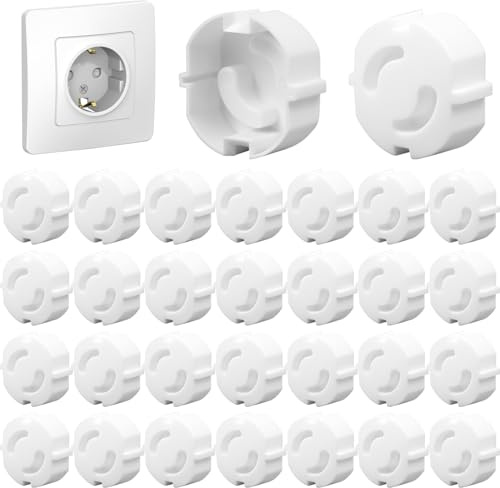 zeyedemo 30 Stück Steckdosen Kindersicherung Weiβ Plastik Steckdosenschutz mit Drehmechanik Babysicherung Steckdose Steckdosensicherung für Babys and Kinder
