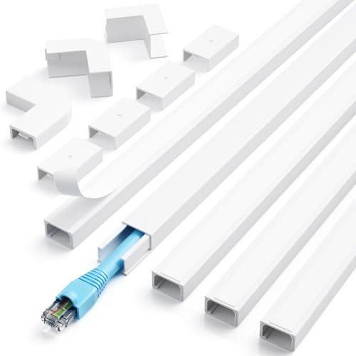 kinkaivy Canal de Cable Blanco, 2 m (5 Unidades 15x10mm pequeño), Mini Canal Autoadhesivo y Lacado para Ocultar Cables alimentación, Altavoces o TV en casa la Oficina