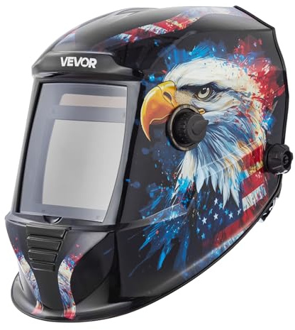 VEVOR Casco de Soldadura con Oscurecimiento Automático Solar, 100 x 80 mm, con 4 Sensores Arco, Tono DIN 4/5-9/9-13, para Soldadura TIG MIG ARC, Esmerilado, Corte, para Proteger la Cara y Ojos