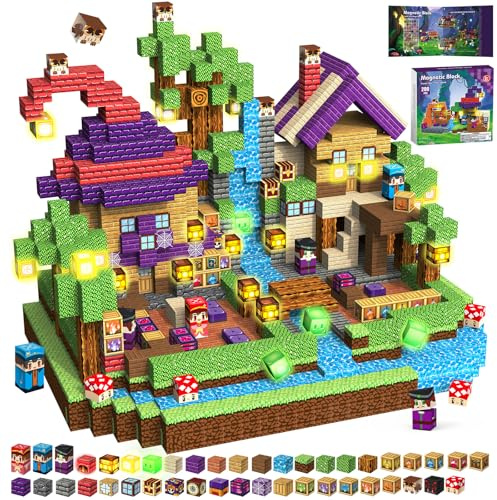 200PCS Magnetic Blocks with Light up Blocks,Kid Magic School Castle Toy Set
