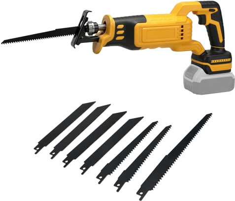 Roadtime Sierra Sable Inalámbrica para DeWalt 20 V baterías (sin batería),motor sin escobillas 0-3200 RPM Sierra Electrica de Velocidad Variable, con 8 Cuchillas para Cortar PVC/Madera/Metal