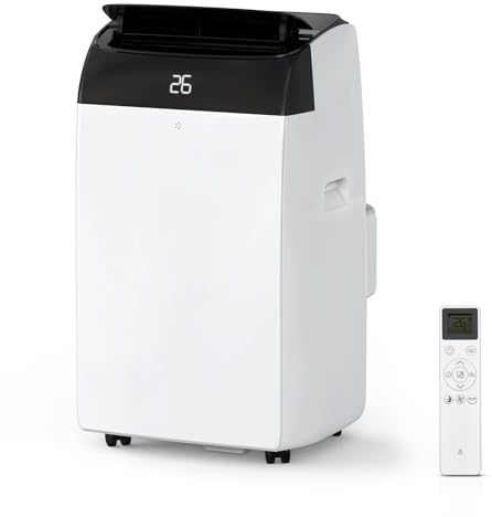 12000 BTU 6-in-1 Portable Air Conditioner with Heater, Cools, Heats, Dehumidifies, Sleep & Quiet Mode, 24H Timer, 3 Fan Speeds, 52dB Quiet, Digital Display, Remote, Covers up to 550 sq ft