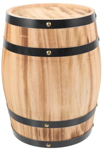 FUNNETOYU Barril de Vino Tinto de Madera Natural Mediano Decoración Vintage para Bar y Jardín Artesanía de Barril de Madera Retro para Decoración Paisajística