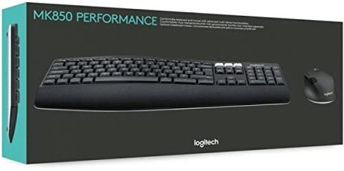 Logitech MK850 Combo Teclado y Ratón Inalámbrico Multidispositivos, 2.4 GHz/Bluetooth, Estructura Curvada, 12 Botones Programables,Batería de hasta 3 Años,PC/Mac,Disposición QWERTY Español,Negro