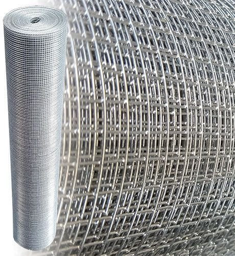 Garmix Rotolo di rete zincata per protezione uccelli/voliera/gabbia fori 6x6mm Diametro filo (50cm x 25m, 0,65mm)
