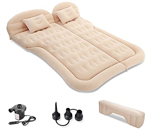 Ergocar Matelas Pneumatique de Voiture SUV Multifonctionnel Pliant Siège Air d'auto Lit MPV Gonflable de Siège Arrière Lit Voiture pour Camping Piscine Plage Voyages (Beige)