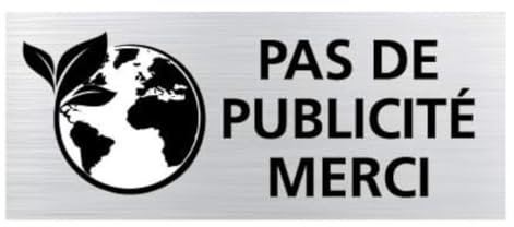 Lot de 2 plaque Pas de Publicité Merci - Plaque Boite aux lettres - Plaque Adhesive - 60 x 25 mm