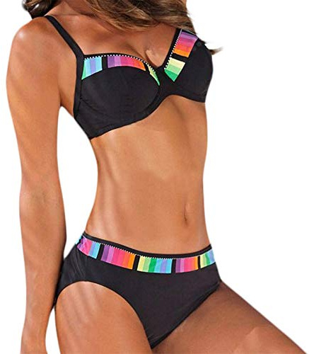 Eternitry Maillot de bain 2 pièces pour femme - Avec armatures - Taille haute