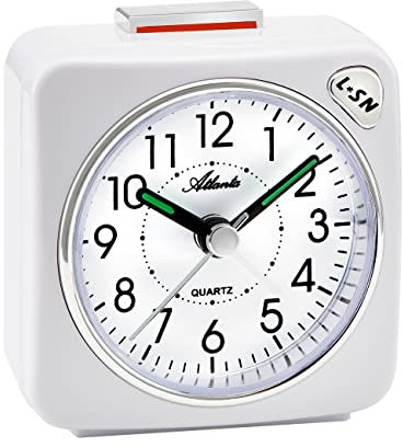 Atlanta Quarzwecker ohne Ticken Reisewecker Licht Snooze Crescendo Weiß - 2114/0
