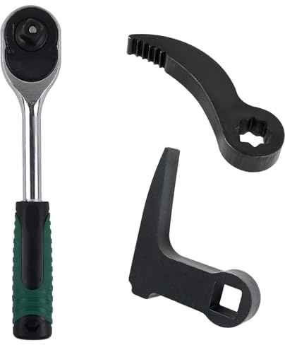 Set di Adattatori per Chiavi a Piede di Porco, 1/2 Pollice Testa Adattatrice per Piedeporco a Cricchetto + L Forma Testa Adattatrice per Piede di Porco + 1 Chiave, per Spazi Ristretti (Nero)