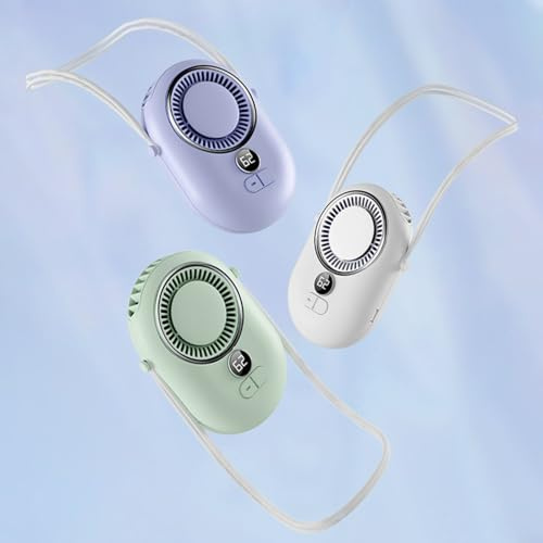 ZMdooreasy Ventilatore portatile da vita e collo con 3 impostazioni di velocità, display a LED, raffreddamento a mani libere, per uso interno ed esterno (viola, 2000 mAh)