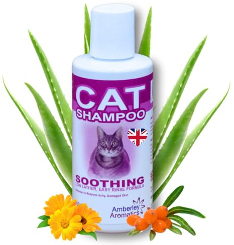 Amberley Aromatics Cat Shampoo, Organic Soothing Formula with Aloe Vera, Sea Buckthorn and Calendula, SLS and Paraben Free, 100ml