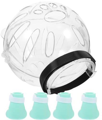DINHEAROM Casco de Gato Transparente de Silicona Transpirable con Protector de Uñas para Gatos, Capucha Multifuncional para Mascotas Después de Cirugía, 1 Set