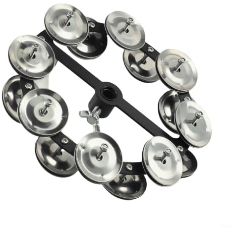 Pour tambourin hi-hat avec cloches en acier pour kit de batterie – Accessoire de batterie robuste pour performance en direct et enregistrement en studio, 14 cm, noir
