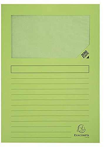 Exacompta - Réf. 50253E - Paquet de 25 chemises à fenêtre sans plastique Forever® 120 g/m² - couleurs vives - 100% recyclées et certifiées Ange Bleu - dimensions 22x31 cm pour A4- couleur vert pré