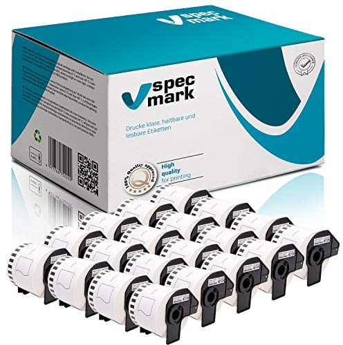 specmark 20 Rollen Endlosetiketten kompatibel mit Brother DK-22205 62mm x 30,48m Etiketten für allen QL-Etikettendruckern QL-570 QL-700 QL-800