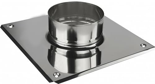 Edelstahl Ofenrohr Kaminrohr Abgaselemente: Rohr Bogen Ofenknie T-Stück Regenhaube Rauchrohr Schornstein Abgasrohr Rosette Kaminaufsatz gewählter Artikel (150mm, Grundplatte)