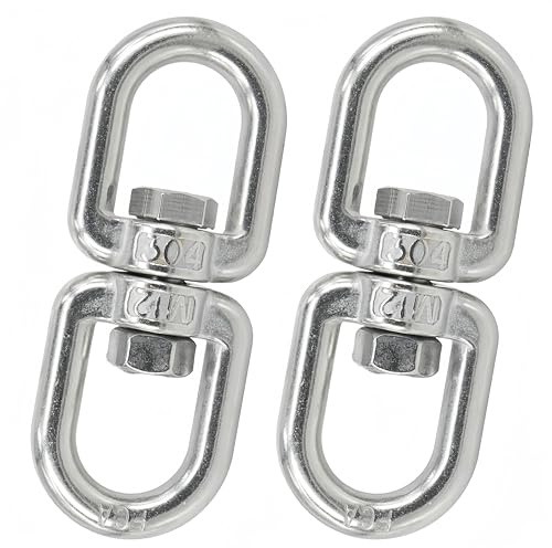 2PCS M12 Swivel Ring Double Ended Swivel Eye Hook,Eye to Eye Swivel Shackle Ring Connector for Swing, Hanging Chair, Hammock, and Fitness Ropes Supplies
