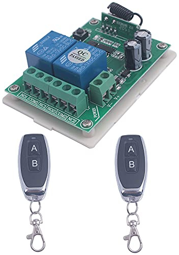 Interruttore wireless 433 MHz Interruttore di controllo remoto wireless DC 12 V 2 CH, modulo interruttore ricevitore relè a 2 canali DC12 V, relè a leva (12 V-2 telecomando)
