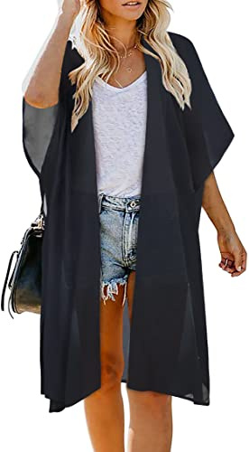 florynova Womens Kimono Cardigan Beachwear Summer Swimsuit Beach Cover Up | soft and lightweight, open front with gentle drapes, boho style, relaxed hawaiian bikini coverups for vacation