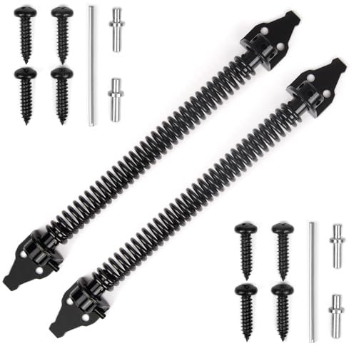 14 Inch Self Closing Metal Spring Gate Closer for Light to Heavy Duty Wooden Gates and Doors - Black (14GSC 2Pack)