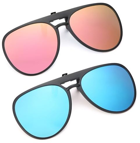 Hifot Clip Solaire 2 pièce, clip lunettes de soleil Polarisées, surlunettes de soleil pour Hommes Femmes pour la Conduite et les Activités de plein air