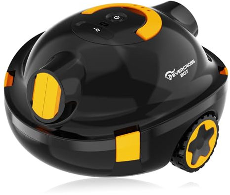 EVERCROSS BOT Y10 Robot Piscina, Robot per Piscina per la Pulizia del Pavimento, Fino a 100 Min & 120㎡, Robot Piscina Senza Fili con Parcheggio Automatico, Robot Fuori Terra con Filtro 180μm (Nero)