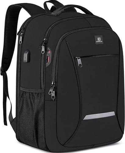 Cafele Mochila Unisex para Adultos y Adolescentes - Mochila Escolar con Puerto USB de Carga para Portátil 17,3 Pulgadas - Ideal para Trabajo, Universidad, Viajes - Negro