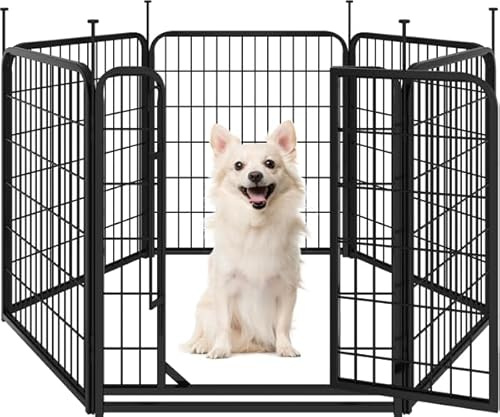 Yaheetech Recinto per Cani Cuccioli Conigli Gatti Animali da Interno e Esterno Giardino Rete Recinzione Ferro 6 pz 65 x 80 cm Pieghevole e Portatile