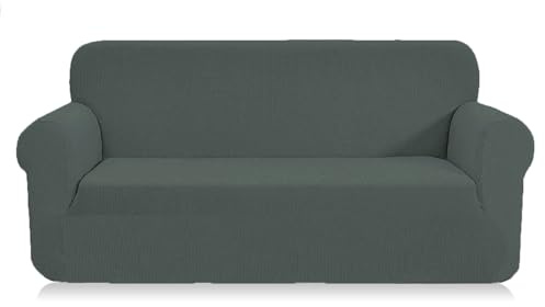SAMSTEX Stylish Sofa Cover Stretch 1-Piece Sofa Slipcovers High Stretch Sofa Cover 3 Seater Thick Soft Sofa Protector Machine Washable Non Slip Couch Covers (3 Seater, Olive Green)