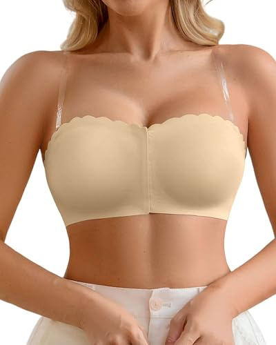 Joligiao Reggiseno Senza Spalline Donna Reggiseno Invisibile Senza Cuciture Push Up Imbottito Morbido Senza Ferretto Chiusura Frontale Reggiseno Fascia Seno Grande Antiscivolo Uso Quotidiano