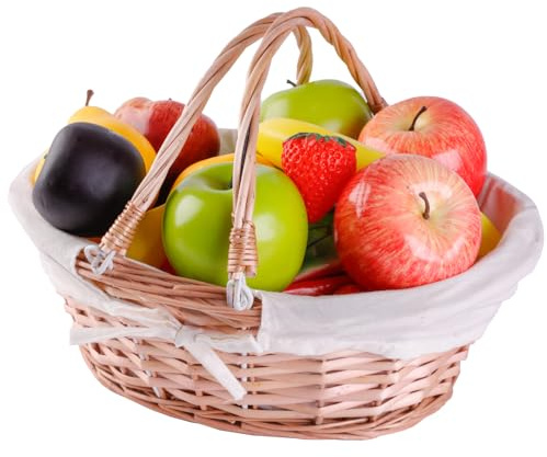 Vintiquewise Natural Wicker Picnic Basket with Handle – Multi-Purpose Willow Basket for Garden and Home Decor – Handcrafted Decorative Wicker Storage Basket for Gifts, Food, or Home Organization