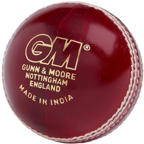 Gunn & Moore GM - Pelota de Cricket de Piel, cromada, Grado 1, Color Rojo, Adecuada para Mujeres y niñas de 13 años en adelante