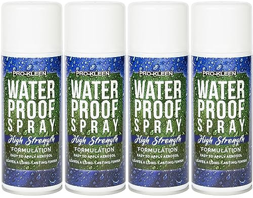 Pro-Kleen Fabric Waterproof Protector Spray - Repels Water and Oil for Clothing, Carpets, Backpacks, Tents and More - Leaves a Long-lasting and Invisible Finish (4 x 400ml)