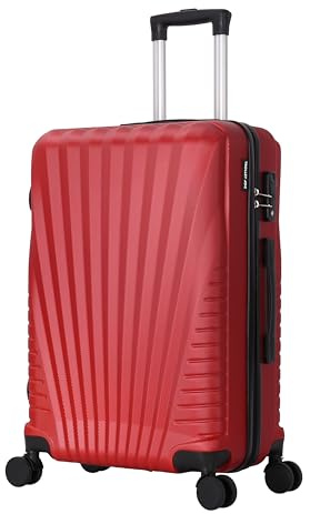 TROLLEY ADC - Valise Cabine 55x34x23 - Rigide, Légère 2,5 Kg - 39 litres - 4 Doubles Roues Silencieuses - Maniable, Pratique et Étanche - Collection Elegance - Bordeaux