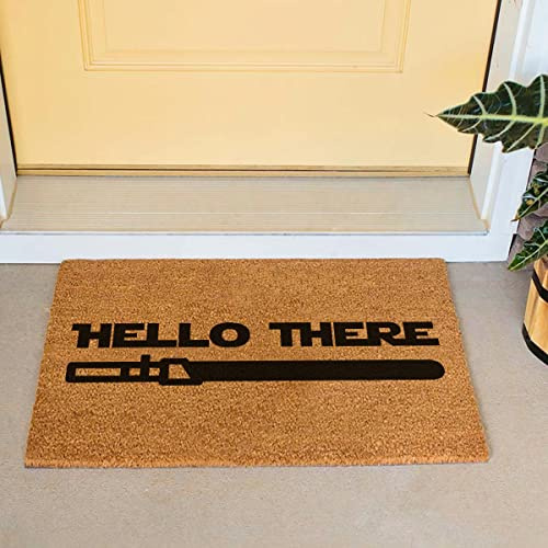FUXKZJ Funny Coir Doormat Hello There Welcome Front Porch Decor Funny Doormat for The Entrance Way Personalized Rugs with Heavy-Duty PVC Backing Non Slip Outdoor Coconut Coir Doormat 23.6 x 15.7 inch