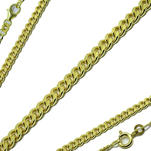 G & J Goldkette Panzerkette flach massiv 333 8Karat 1,10-2,70mm 34-80cm Echtgold Gelbgold Halskette hochwertiges Gold Collier Made in Germany (70 cm, Breite: 1,6 mm)