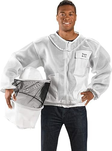 Bees & Co K83 - Chaqueta de apicultor ultraligera con velo redondo, XL, color blanco cristal