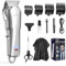 Cortapelos para hombres, kit de peluquería sin cable, cortapelos profesional, cortabarbas, cortapelos recargable para hombres, mujeres, niños, niños, pantalla LED, recargable por USB, oro y plata