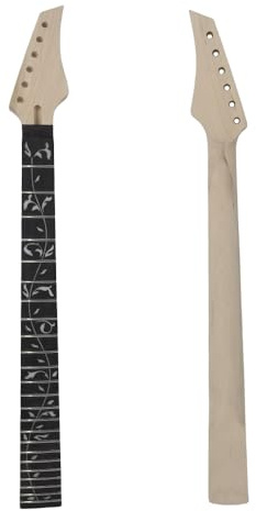 Electric Guitar Neck Replacement 24 fret 25.5inch Maple Rosewood Fretboard locking nut vine Inlay Unfinished Electric Guitar Neck (24 fret 25.5inch Maple Wood)
