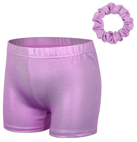 XFGIRLS Girls 2-Piece Gymnastics Set Ombre Sparkle Shorts Hairband 3-16Y