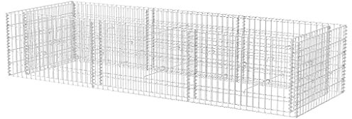 Makastle Parterre surélevé en Gabion, jardinière en Cage à Pierre, Lit Surélevé à Gabion, Parterre de Fleurs Jardin Terrasse Extérieur Jardinière, Panier à Pierres, Acier 270x90x50 cm