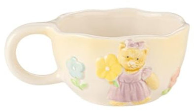 CAPIJIONG 300ml/10oz Korean Style Hand Held Ceramic Mug, Milk Yellow Irregular Mug-lilac colour