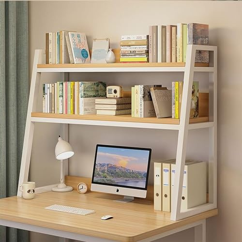 NTALJC 3 Tier Desktop Bookshelf/Bookcase - Desktop Display Shelf, Steel Frame Ladder Countertop Hutch Bookcase Organizer Shelf，Computer Desk Desktop Bookshelf Rack, Adjustable Storage Orga